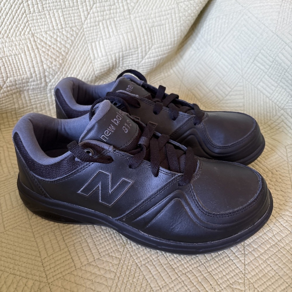 New Balance 813 Womens 7.5 4E Extra Wide Black Leather Walking Shoes WW813BK